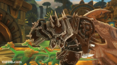 Cartoon Warrior With Two Lizards GIF