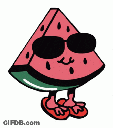 Cartoon Watermelon In Sunglasses And Sandals GIF