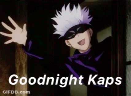Cartoon Waving Behind Door Saying Goodnight Kaps GIF