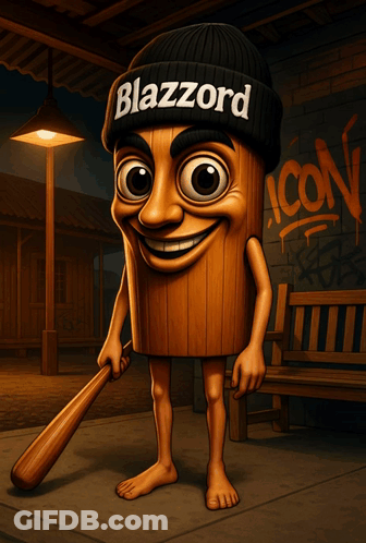 Cartoon Wearing Beanie That Says Blazzard GIF