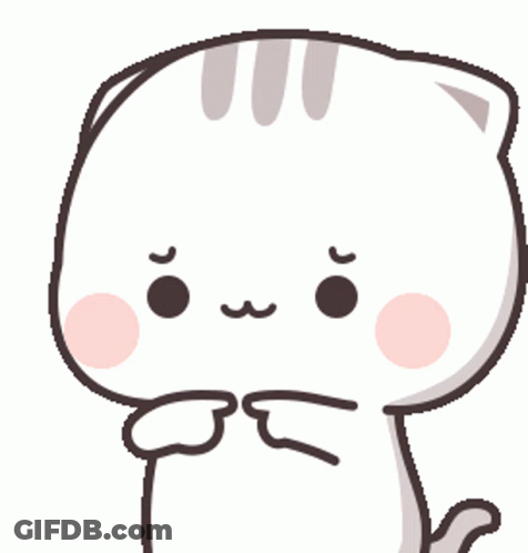 Cartoon White Cat With Pink Cheek GIF