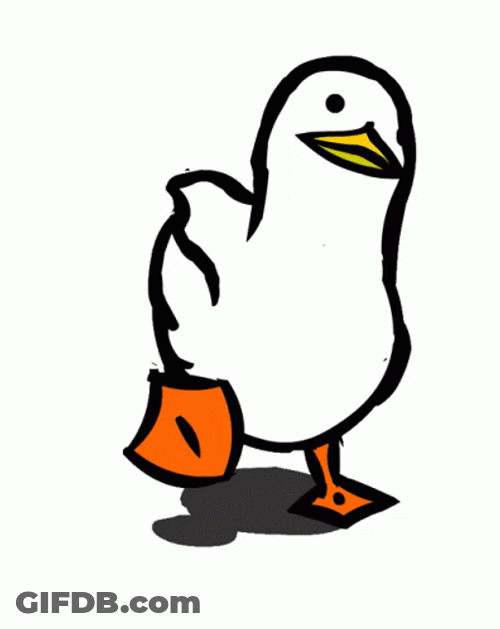 Cartoon White Duck Dance Around GIF