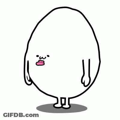 Cartoon White Egg With Pink Mouth And Arms GIF