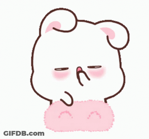 Cartoon White Rabbit With Pink Blanket GIF