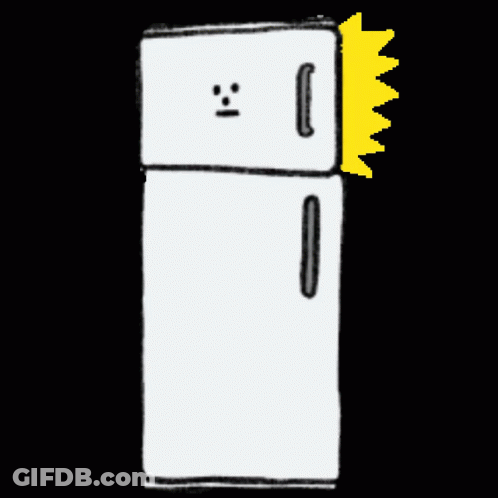Cartoon White Refrigerator With Face GIF