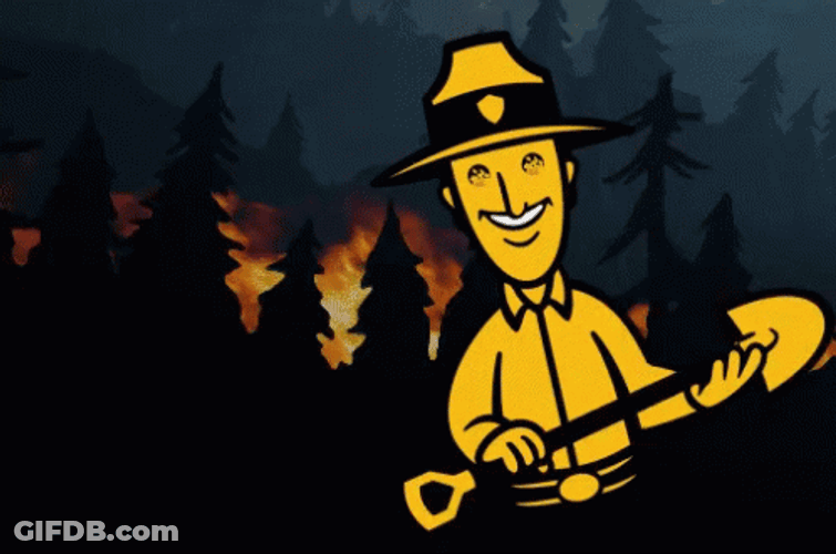 Cartoon Wildfire Smiling Forrest Ranger GIF