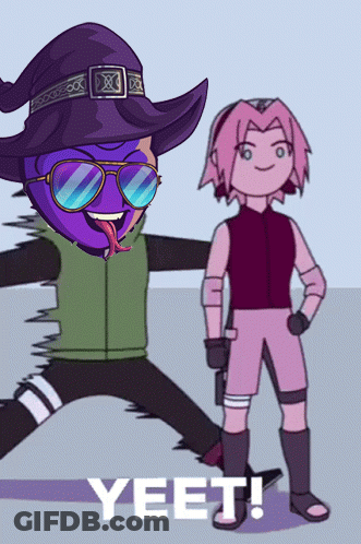 Cartoon Witch And Girl With Yeet GIF