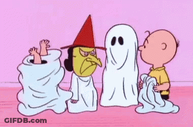 Cartoon Witch And Two Ghosts GIF