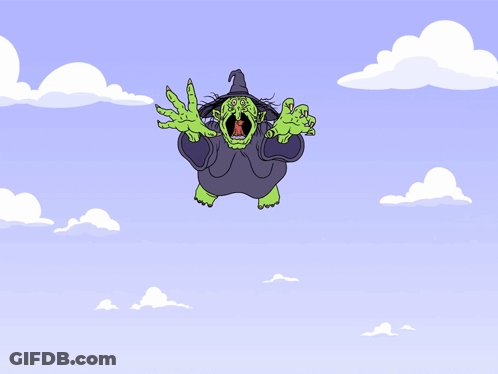Cartoon Witch Flying GIF