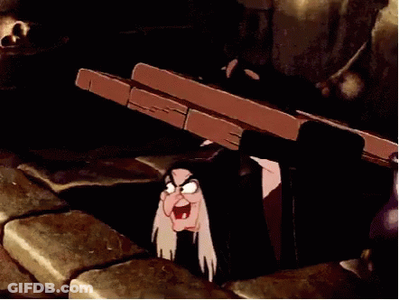 Cartoon Witch Peeking Out Of Hole GIF