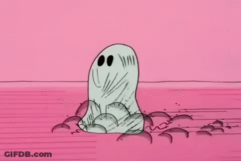 Cartoon Witch Standing Next To Two Ghosts GIF