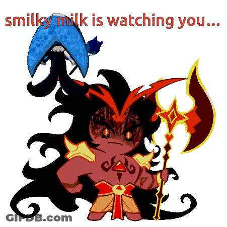 Cartoon With Axe Smilky Milk Is Watching You GIF