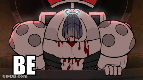 Cartoon With Blood Coming Out Of Mouth And Word Be GIF
