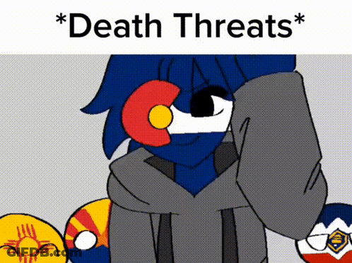 Cartoon With Death Threats Above Person GIF