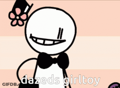 Cartoon With Flower Saying Dazeds Girltoy GIF