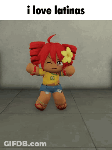 Cartoon With Flower Saying I Love Latinas GIF