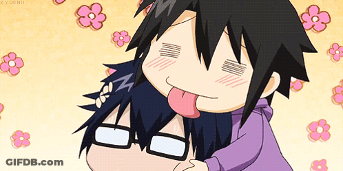 Cartoon With Glasses Hugging Another Character GIF