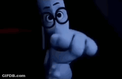 Cartoon With Glasses Pointing At Camera GIF