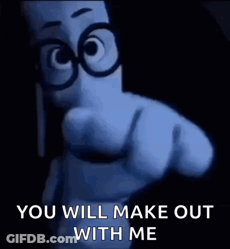 Cartoon With Glasses Pointing You Will Make Out With Me GIF