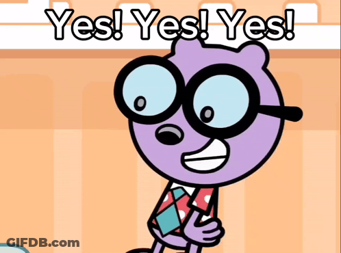 Cartoon With Glasses Saying Yes Yes Yes GIF