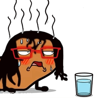 Cartoon With Glasses Sweating Beside Water Glass GIF