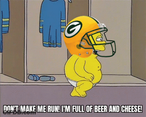 Cartoon With Green Bay Packers Helmet Says Don't Make Me Run GIF