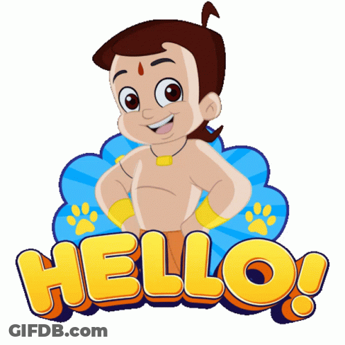 Cartoon With Hello Text Below GIF