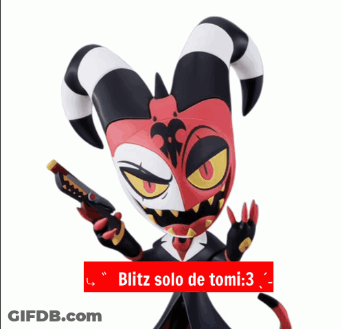 Cartoon With Horns Holding Gun Blitz Solo De Tomi GIF