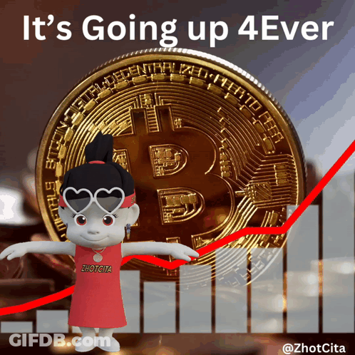 Cartoon With It's Going Up 4Ever Behind Her GIF