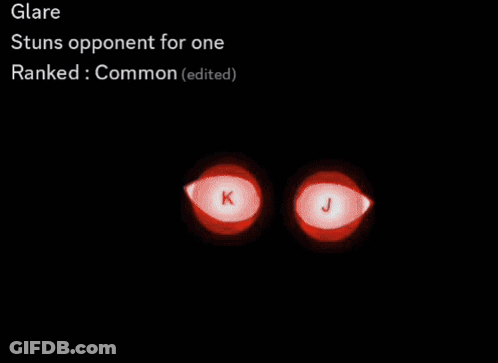 Cartoon With K And J On Eyes Glare Stuns Opponent GIF