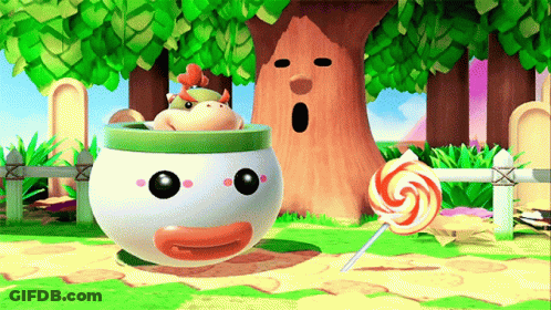 Cartoon With Lollipop Next To Tree Trunk GIF