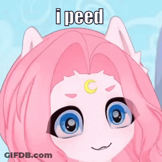 Cartoon With Pink Hair And Blue Eyes Says I Peed GIF