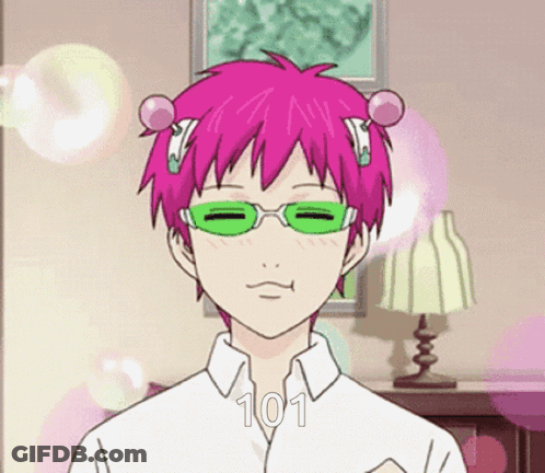 Cartoon With Pink Hair And Green Glasses Wearing 101 Shirt GIF