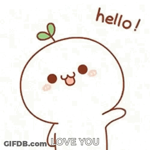 Cartoon With Plant Saying Hello! Love You GIF