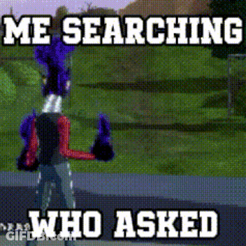 Cartoon With Purple Mohawk Me Searching Who Asked GIF