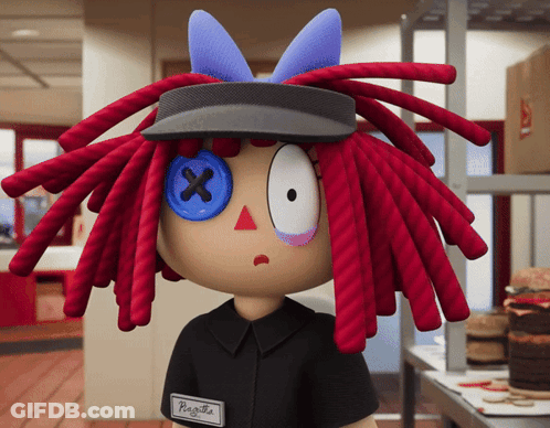 Cartoon With Red Dreadlocks Name Tag Piageta GIF