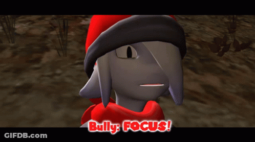 Cartoon With Red Scarf Saying Bully Focus GIF