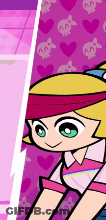 Cartoon With Skulls And Hearts On Purple Background GIF