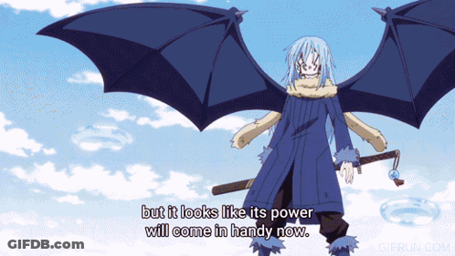 Cartoon With Sword And Wings Says Power Handy Now GIF