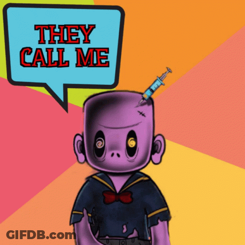 Cartoon With Syringe In Head Saying Snack Daddy GIF