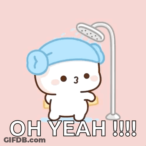 Cartoon With Towel Taking Shower Saying Oh Yeah GIF