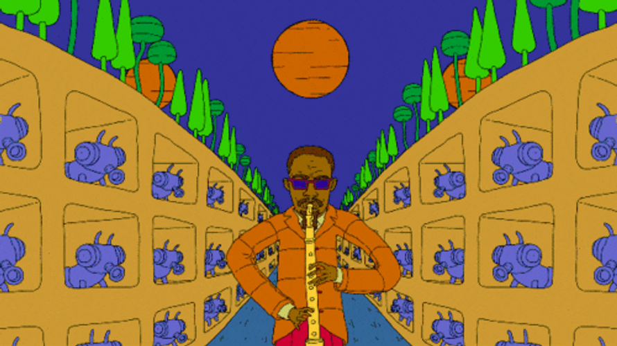 Cartoon Wiz Khalifa Playing Jazz GIF
