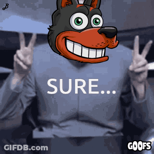 Cartoon Wolf Giving Peace Sign Sure GIF