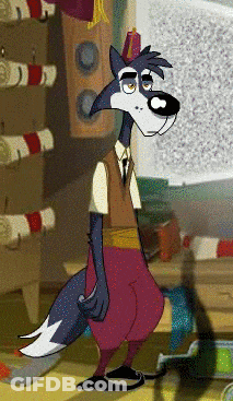 Cartoon Wolf In Vest And Tie GIF