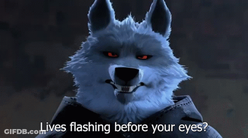 Cartoon Wolf Red Eyes Lives Flashing Before Eyes GIF