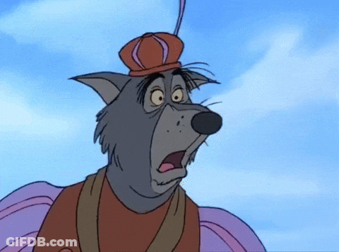 Cartoon Wolf Wearing Crown And Purple Robe GIF