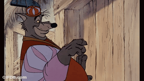 Cartoon Wolf Wearing Hat And Vest GIF