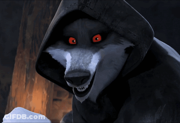 Cartoon Wolf With Red Eyes And Hood GIF