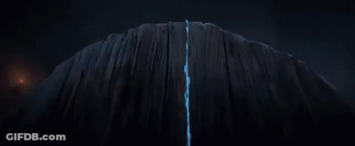 Cartoon Wolf With Red Eyes Holding Sword In Dark Room GIF