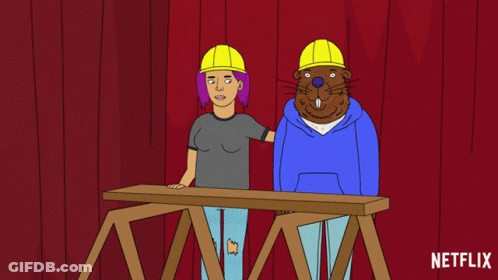 Cartoon Woman And Beaver With Netflix Logo GIF